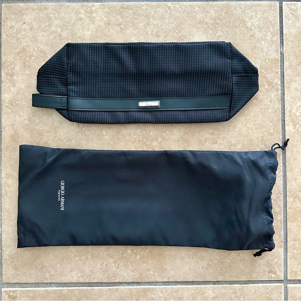 Giorgio Armani Black Textured Pouch with Dust Bag